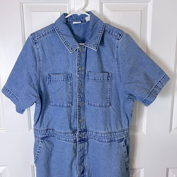 Levi’s Premium Denim Short sleeve Jumpsuit, size XL, Button & Drawstring Waist - Picture 4 of 7